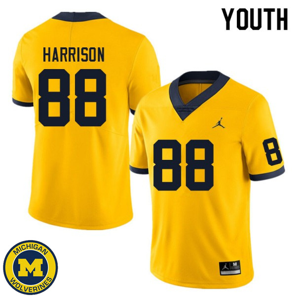 Youth Michigan Wolverines #88 Matthew Harrison Yellow University Jersey